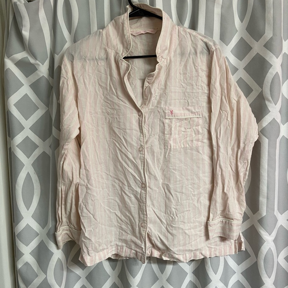 Victoria secret 2000 y2k iconic brand striped pink stripes pajama top shirt